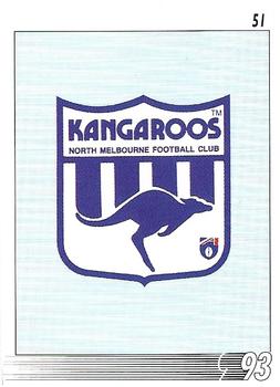 1993 Select AFL #51 Logo Front